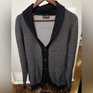 John Smedley Navy Blue Sea Island Cotton Cardigan Sweater Birdseye Size Medium M